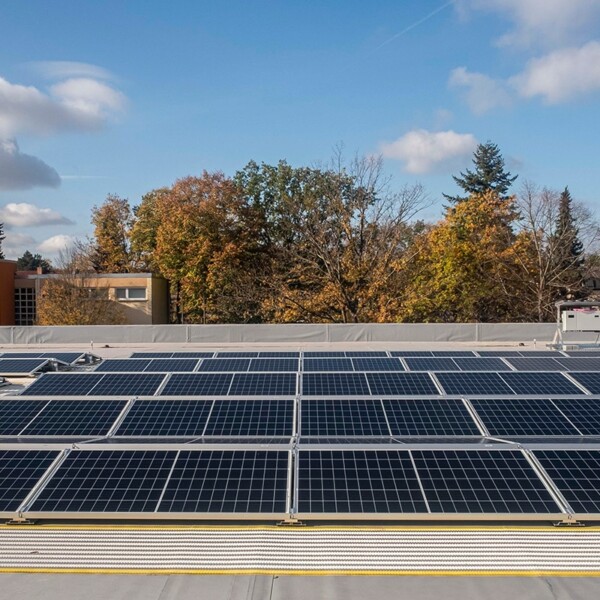 Solaranlage der Berliner Stadtwerke auf der Grundschule am Karpfenteich in Berlin